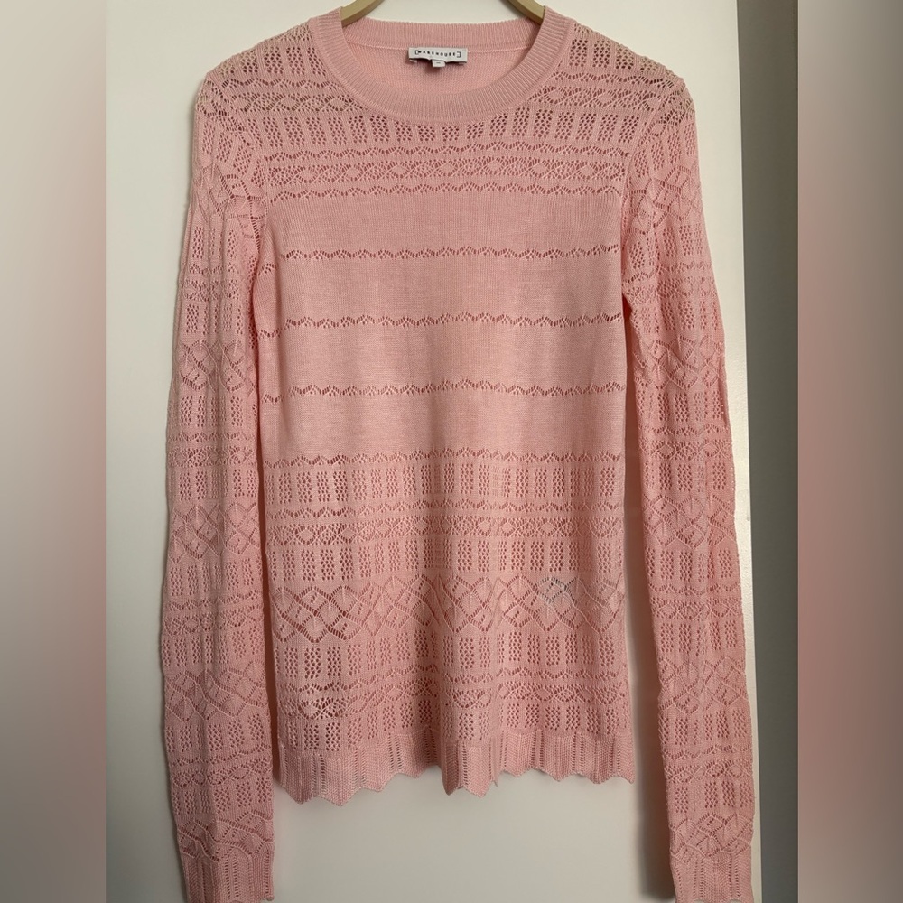 Warehouse Pink Lace Knit Sweater